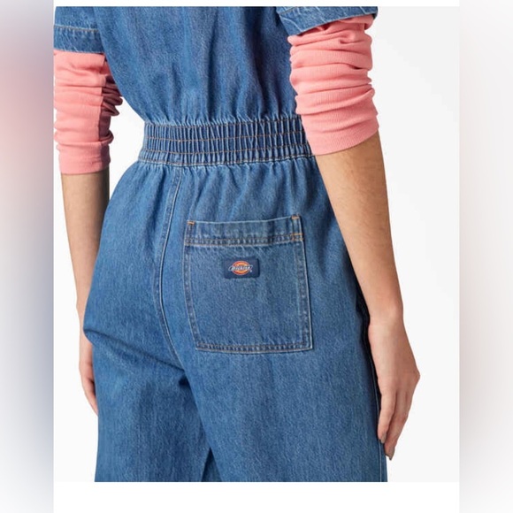 Dickies Houston Regular Fit Denim jeans‎ smocked Coveralls jumpsuit size XS new - Picture 6 of 8